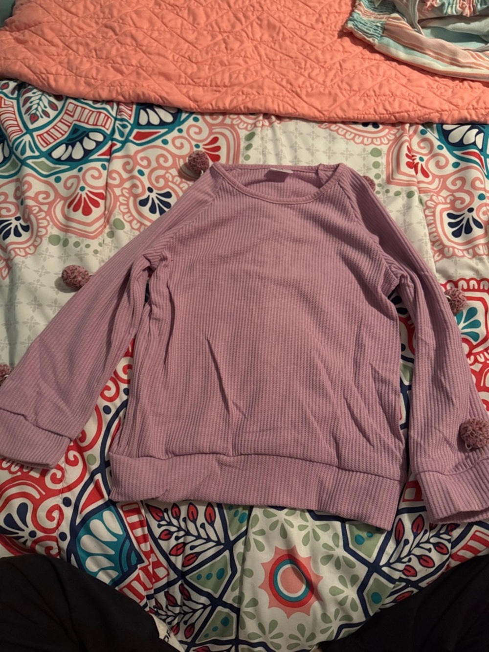 Lilac Ribbed Long-Sleeve Women's Sweater